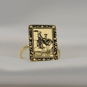 Tarot Card Ring  Tarot Accessories Knight Of Cups Sterling Silver  Gold Tarot Gifts Astrology Ring Zodiac Ring Gift For Her Mom Gifts  Uluer