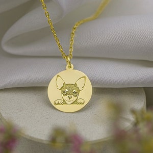 Real 14k Solid Yellow Gold Chihuahua Necklace - Pet Memorial Pendant - Pet Photo Jewelry - Dainty Personalized Dog Mom Gift  By Demir Uluer