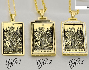 Tarot Card Necklace The Empress , Gold or Silver Tarot Pendant Tarot Gifts Tarot  Jewelry Gold  Gift for Her Him By Demir Uluer