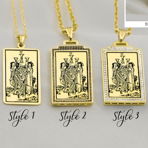 Tarot Card Pendant Necklace Three of Cups Tarot Card Necklace , Personalized Tarot card Jewelry Tarot Gifts   Gift for Wife By Demir Uluer
