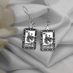 Tarot Earrings Knight of Cups Gold Sterling Silver  - Occult Jewellery  Witchy Earrings Celestial Earrings Best friend Gift Anniversary Gift