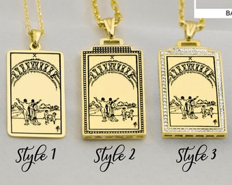 Gold Tarot Card Necklace Ten of Cups - Tarot Necklace Rose Gold or Sterling Silver Tarot Pendant  Tarot Jewellery Anniversary Gift  Birthday