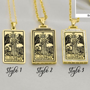 Tarot Necklace Gold The Temperance Tarot Card Necklace , Silver Tarot Pendant  Tarot Gifts Tarot Jewelry Gift for Her,Him By DemirUluer