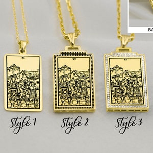 Tarot Card Necklace Gold - Six of Cups Tarot Card Pendant  Tarot Gifts Accessories Tarot Jewelry Gift for Her,Him  Uluer Jewelry