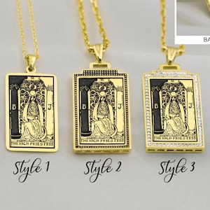 Tarot Karte Anhänger Halskette, Valentinstag Die Hohepriesterin Tarot Halskette Gold Silber Tarot Schmuck Geschenk für sie ihn von Demir Uluer