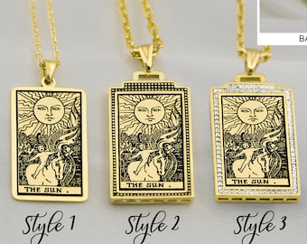 Tarot Necklace , Christmas gift IL Sole The Sun Tarot Card Necklace Tarot Pendant Tarot Gift Tarot Jewelry Celestial Necklace By Demir Uluer