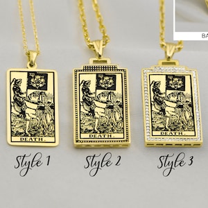 Tarot Karte Anhänger Die Tod Tarot Halskette Sterling Silber Dainty Tag Tarot Charme Tarot Schmuck Gold Geschenk für sie, ihn von Demir Uluer
