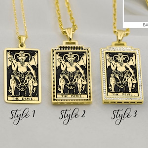 Le diable tarot collier pendentif tarot en argent cadeaux tarot bijoux tarot cadeau pour elle lui par bijoux Uluer
