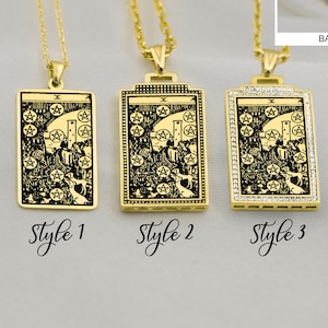 Ten of Pentacles Tarot Card Necklace Gold or Sterling Silver • Tarot Jewelry with Cable Chain • Tarot Gifts • Gift for bestfriend • Uluer