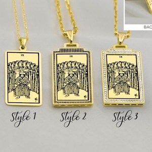 Tarot Card Necklace Silver Nine of Cups - Tarot Charms Gold Sterling Silver Tarot Pendant  Tarot Gifts Gift for Her,Him by Uluer Jewelry