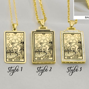 Tarot Cards Necklace The Star Tarot Necklace Sterling Silver , Tarot Gifts Tarot Pendant Tarot Jewelry  Gold  Gift for Her By Demir Uluer