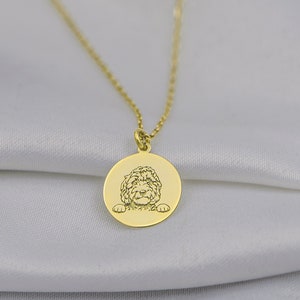 14k Real Gold Labradoodle Necklace - 14k Solid Gold Custom Pet Necklace Dainty Personalized Pet Lover Gift, Custom Pet Jewelry Uluer Jewelry