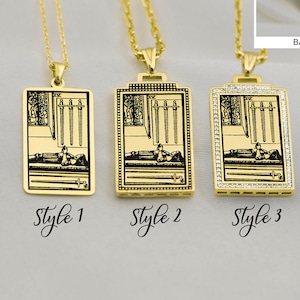 Quatre des épées Or Argent Tarot Carte Collier Personnalisé Tarot Cadeaux Tarot Bijoux Cadeaux De Noël Pour Femme Black Friday Sales