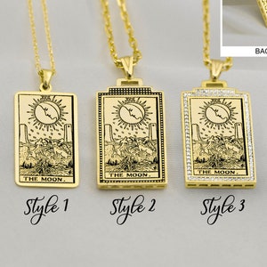 Der Mond Tarot Halskette Von Demir Uluer - Tarot Karte Anhänger Sterling Silber - Tarot Schmuck Gold - Geschenke für Sie - Weihnachtsgeschenk