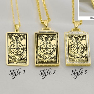 ULUER Tarot Karte Anhänger Gold - Tarot Karte Anhänger Gold - 925 Sterling Silber Anhänger - Geschenk für Sie - Tarot Karte Anhänger