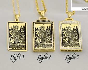 Sterling Silver Empress Tarot Card Pendant – Dainty Necklace