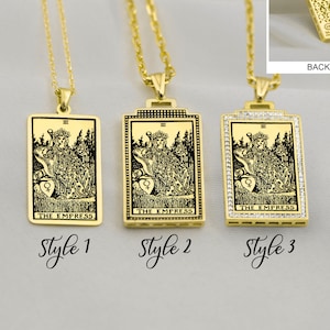 Tarot Card Pendant - The Empress Tarot  Necklace Gold or Silver - Dainty Tarot Card Charms - Tarot Gifts - Gift for Her by Uluer Jewelry