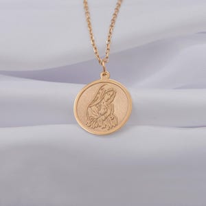 14K Solid Gold Virgin Mary Necklace – Handmade Catholic Pendant ...