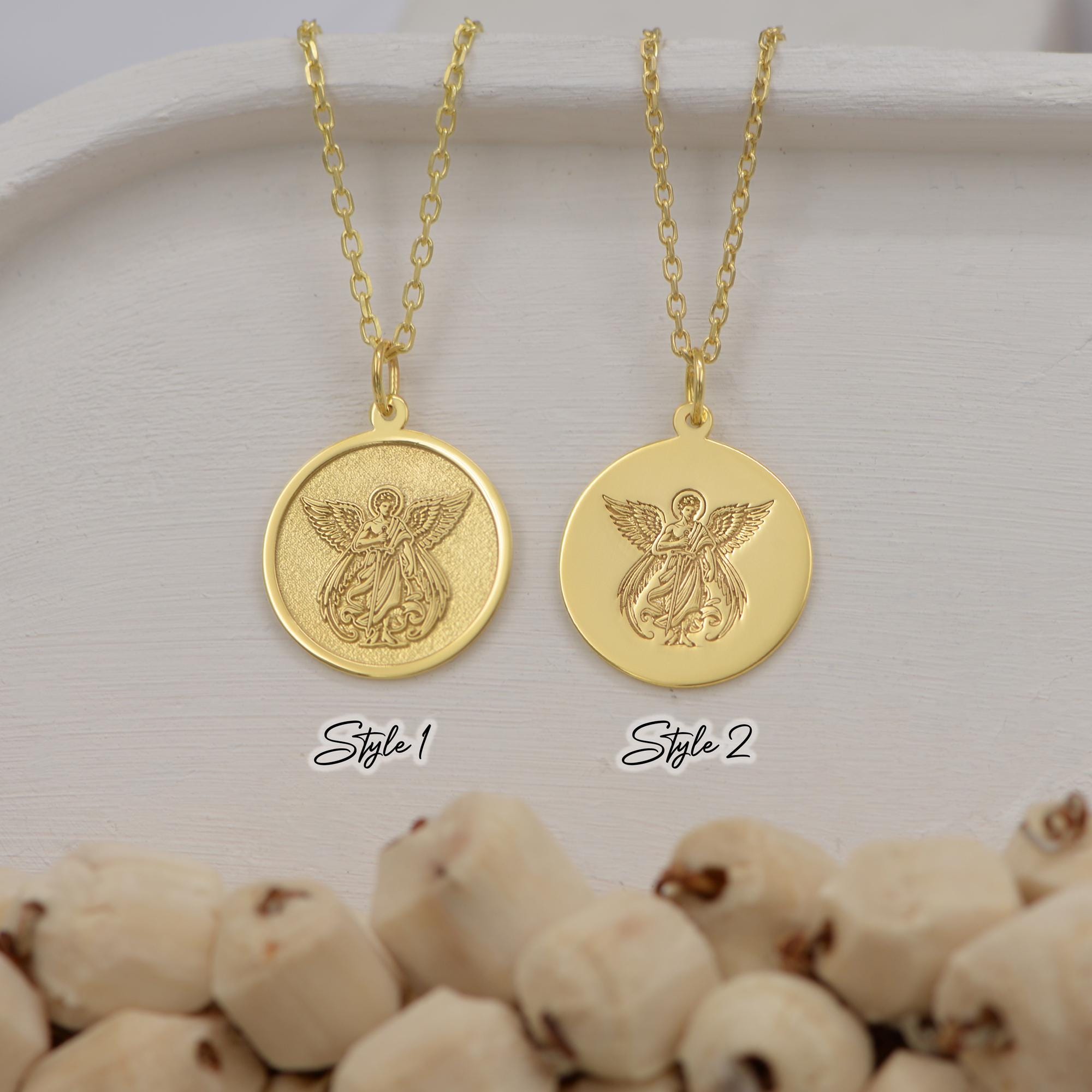 14K Solid Gold Michael Archangel Pendant – Saint Michael Protection ...