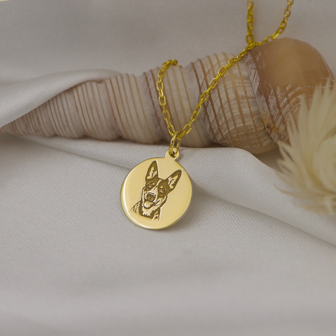 14K Gold Australian Cattle Dog Necklace Custom Dog Pendant