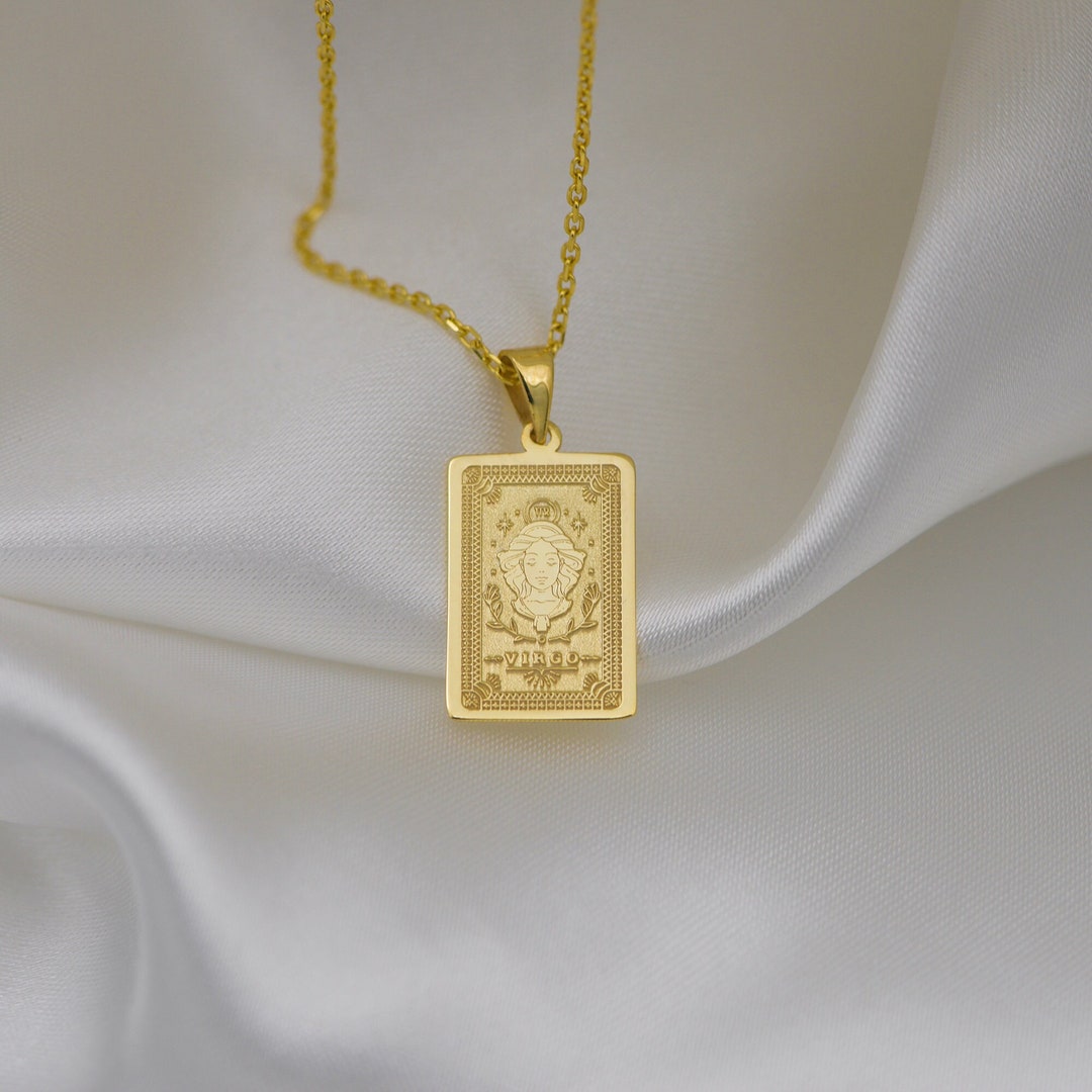 Virgo Zodiac Pendant Necklace in Gold