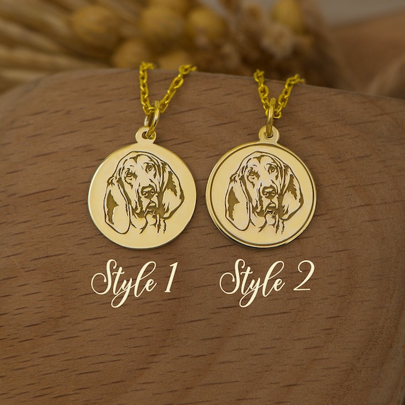 14K Solid Gold Bloodhound Necklace - Custom Dog Pendant