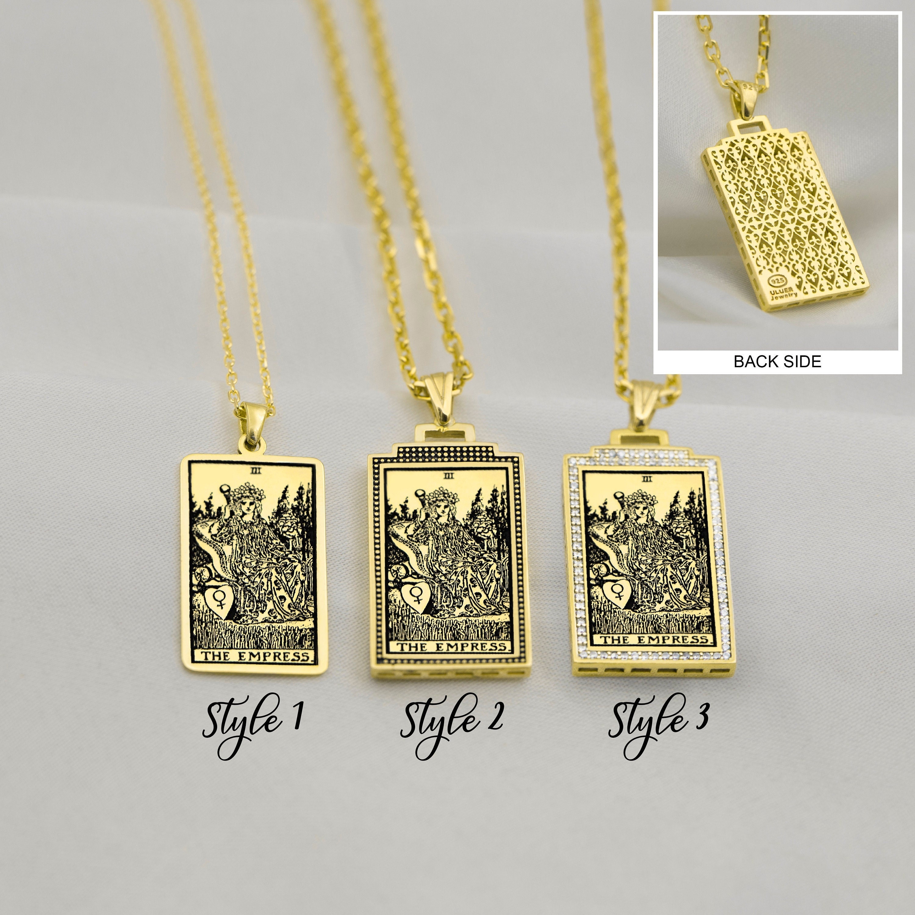Tarot Card Necklace The Empress , Gold or Silver Tarot Pendant Tarot Gifts Tarot  Jewelry Gold  Gift for Her Him By Demir Uluer