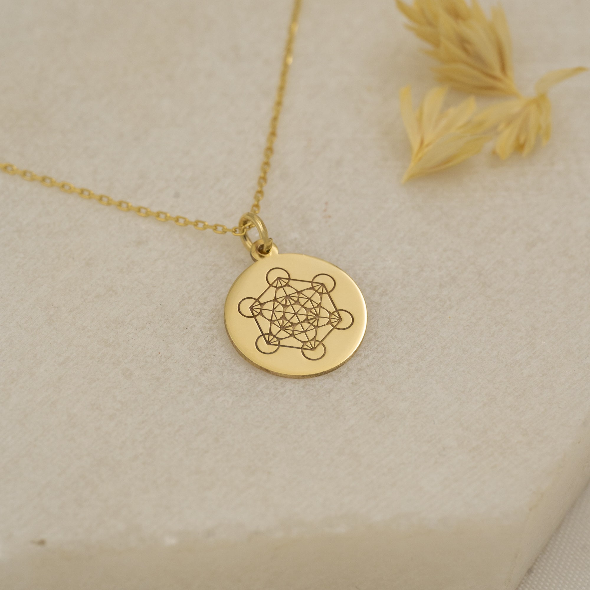 14k Real Solid Gold Metatron Necklace - Personalized Metatrons