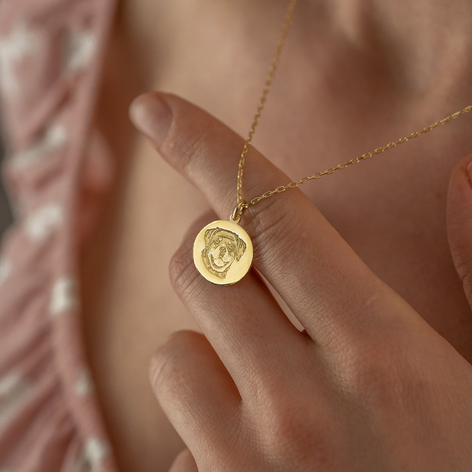 Gold Rottie Real 14k Solid Gold Rottweiler Necklace by Demir Uluer ...