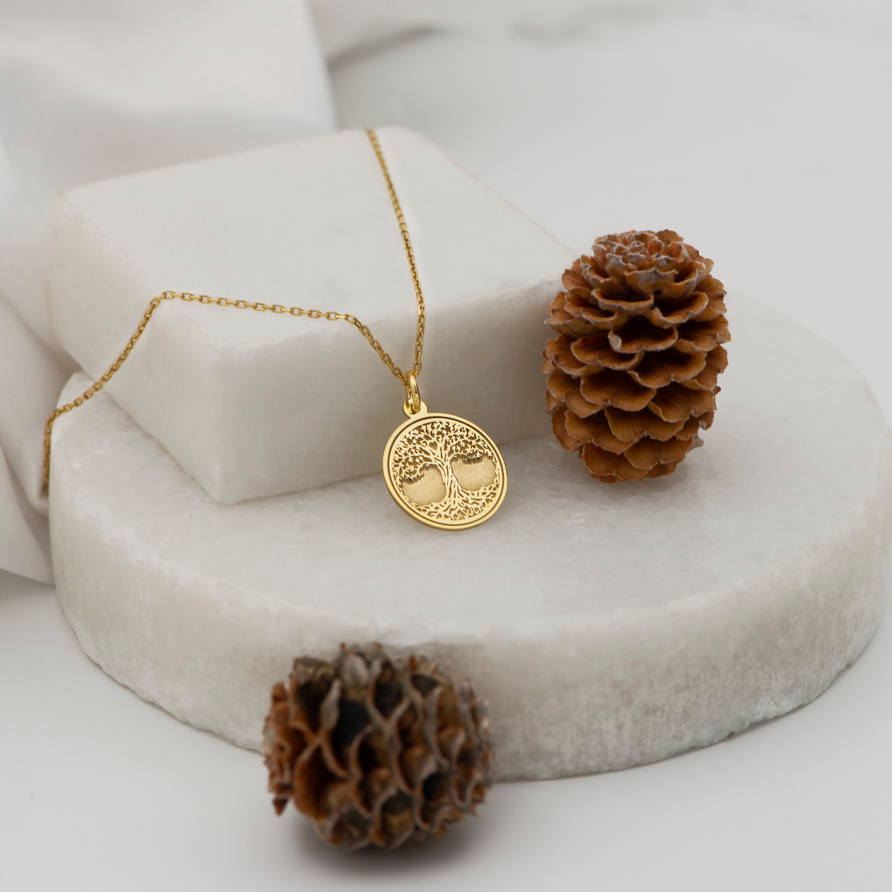 Real 14k Solid Gold Tree of Life Necklace by Demir Uluer - Personalized ...