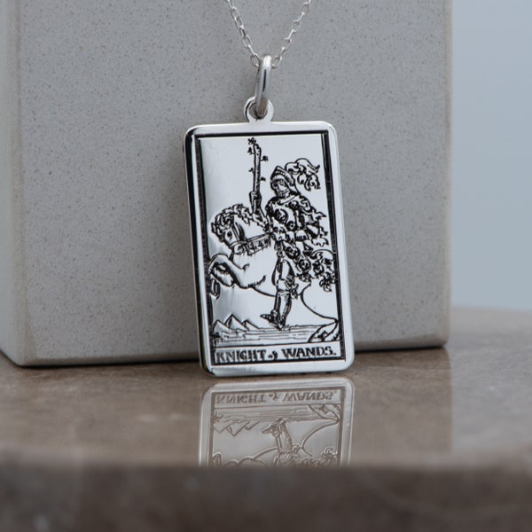 Tarot Cadeaux Chevalier de Baguettes Tarot Carte Collier Argent Tarot Pendentif Tarot Bijoux Cadeau pour Elle, Lui par Uluer Jewelry