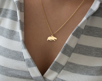 14k Real Solid Gold Bear Necklace - Tiny California Bear Pendant - Dainty Animal Necklace - Bear Jewelry - Gift For Her - By Demir Uluer
