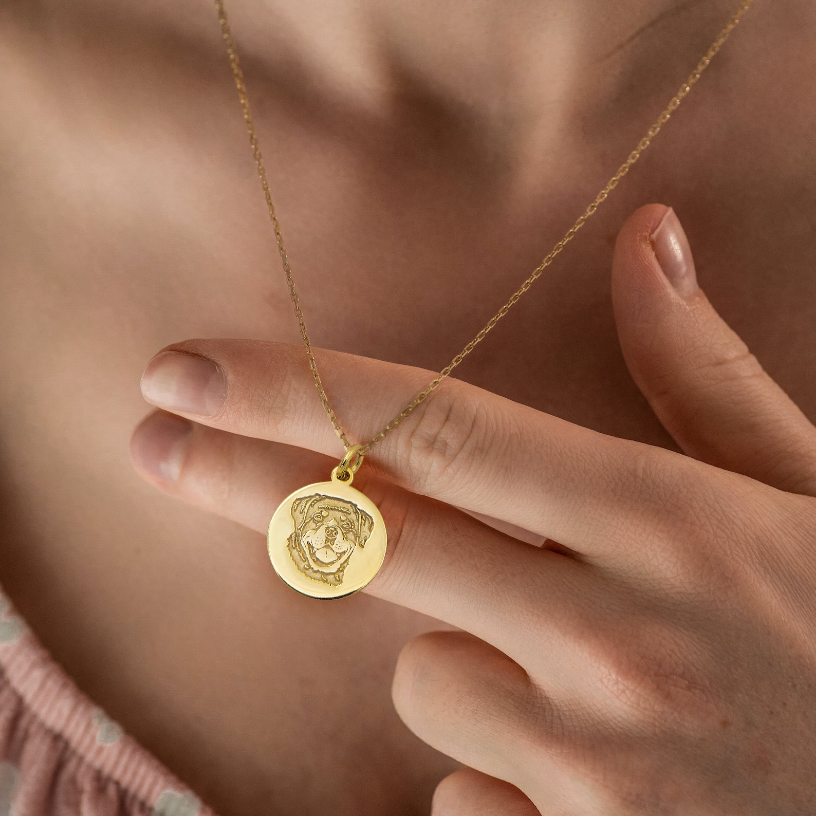 Gold Rottie Real 14k Solid Gold Rottweiler Necklace by Demir Uluer ...