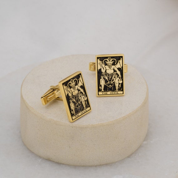 Personalized Engraved Tarot Card Cufflinks - Custom Mens Cuff Links - Cufflinks For Men - Grossmen Cufflinks - Gift For Him - Demir Uluer