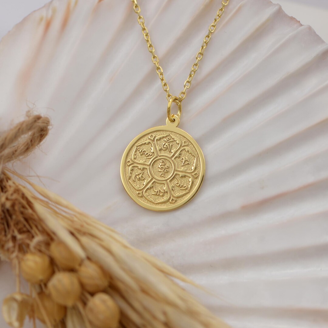 Hum Pendant 14K Solid Gold Om Mani Padme Hum Necklace – Tibetan Mantra Pendant ...