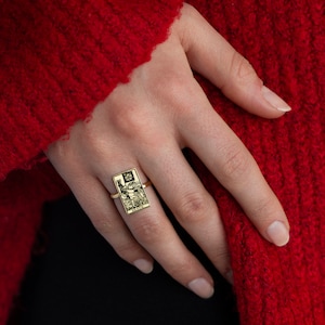 Spell Ring 14K Solid Gold - The Death Tarot Card Ring - Magic Ring Rose Gold For Mom - Cadeaux d'anniversaire - Meilleurs cadeaux pour maman - Cadeaux pour elle