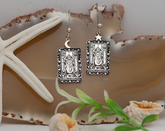 The Hierophant Tarot Card Earrings Gold Silver Tarot Jewelry Gifts Magical Earrings Mystical Earrings Gift For Her Gift For Mom By Uluer