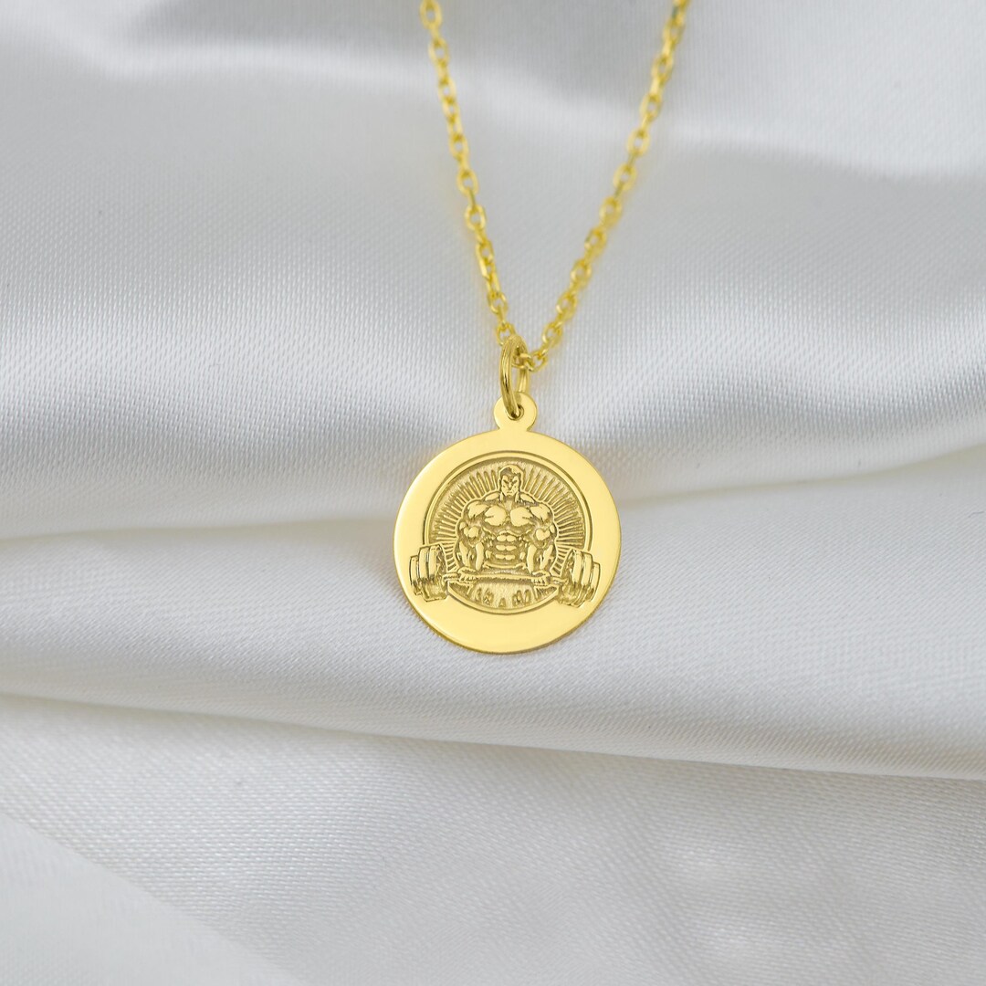 14K Solid Gold Bodybuilder Necklace - Fitness Jewelry | Gold Muscle ...