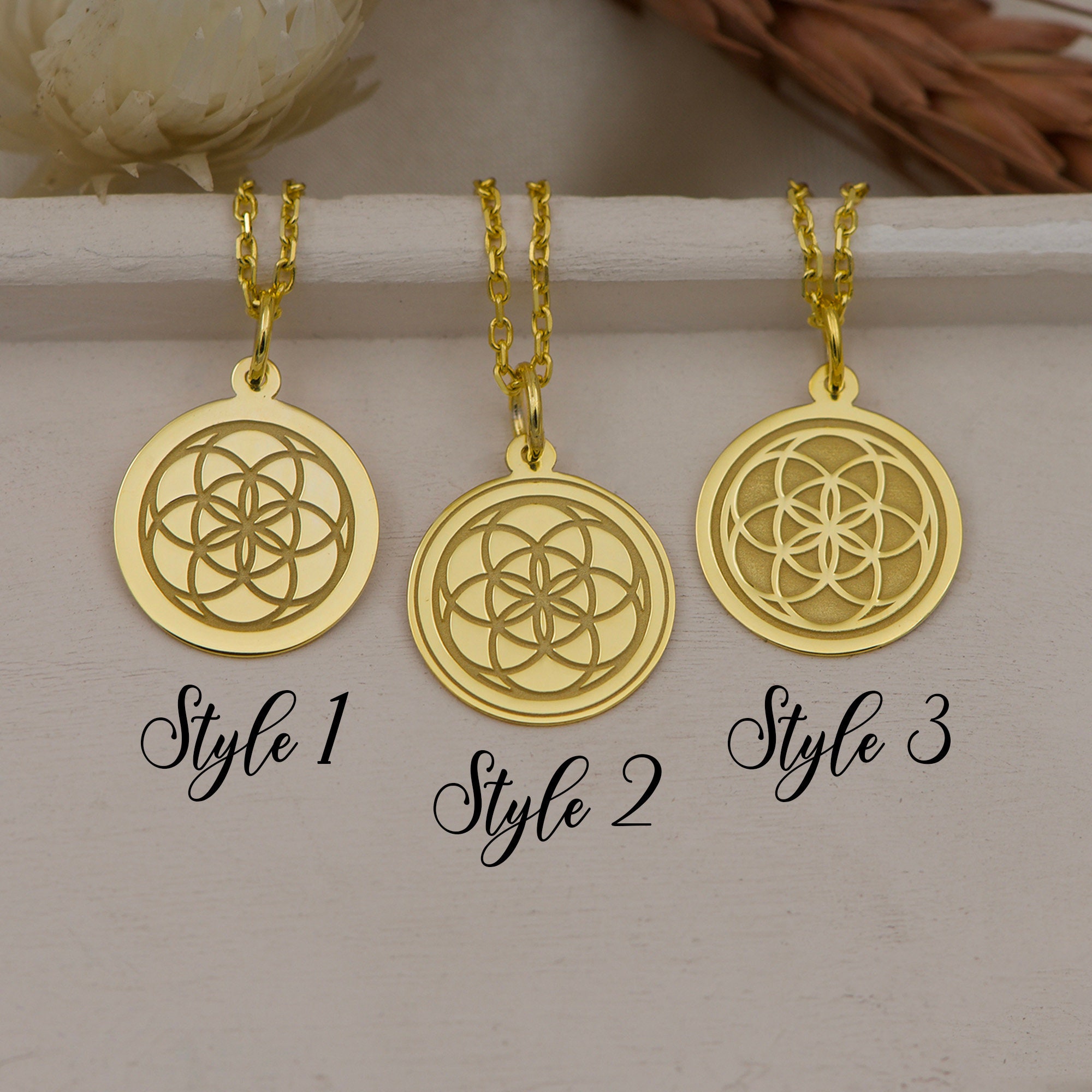 Seed Of Life Sterling Silver Pendant - Sacred Geometry Jewelry - 1 Inch Diameter - View #7