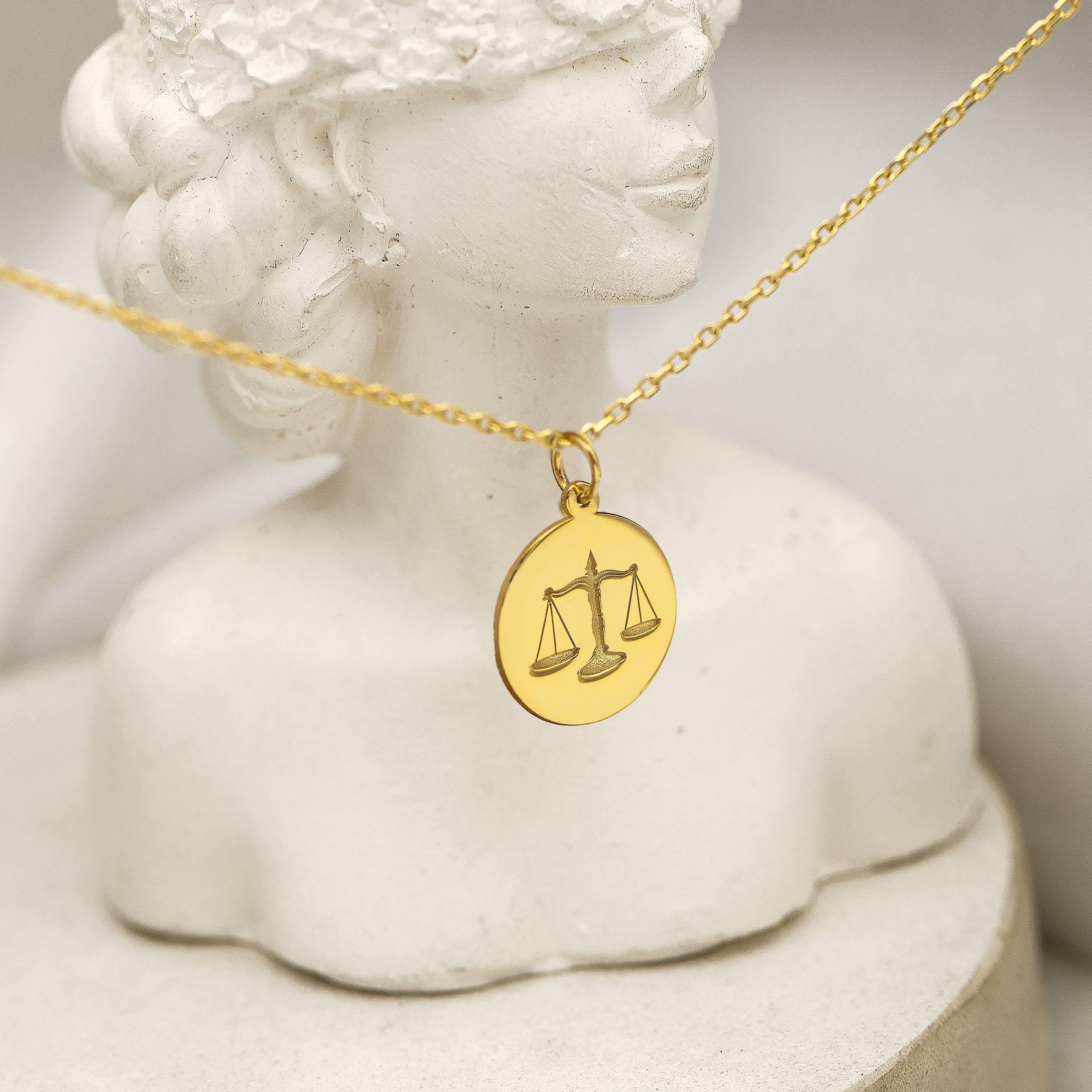 14K Solid Gold Justice Pendant - Symbol of Fairness and Truth