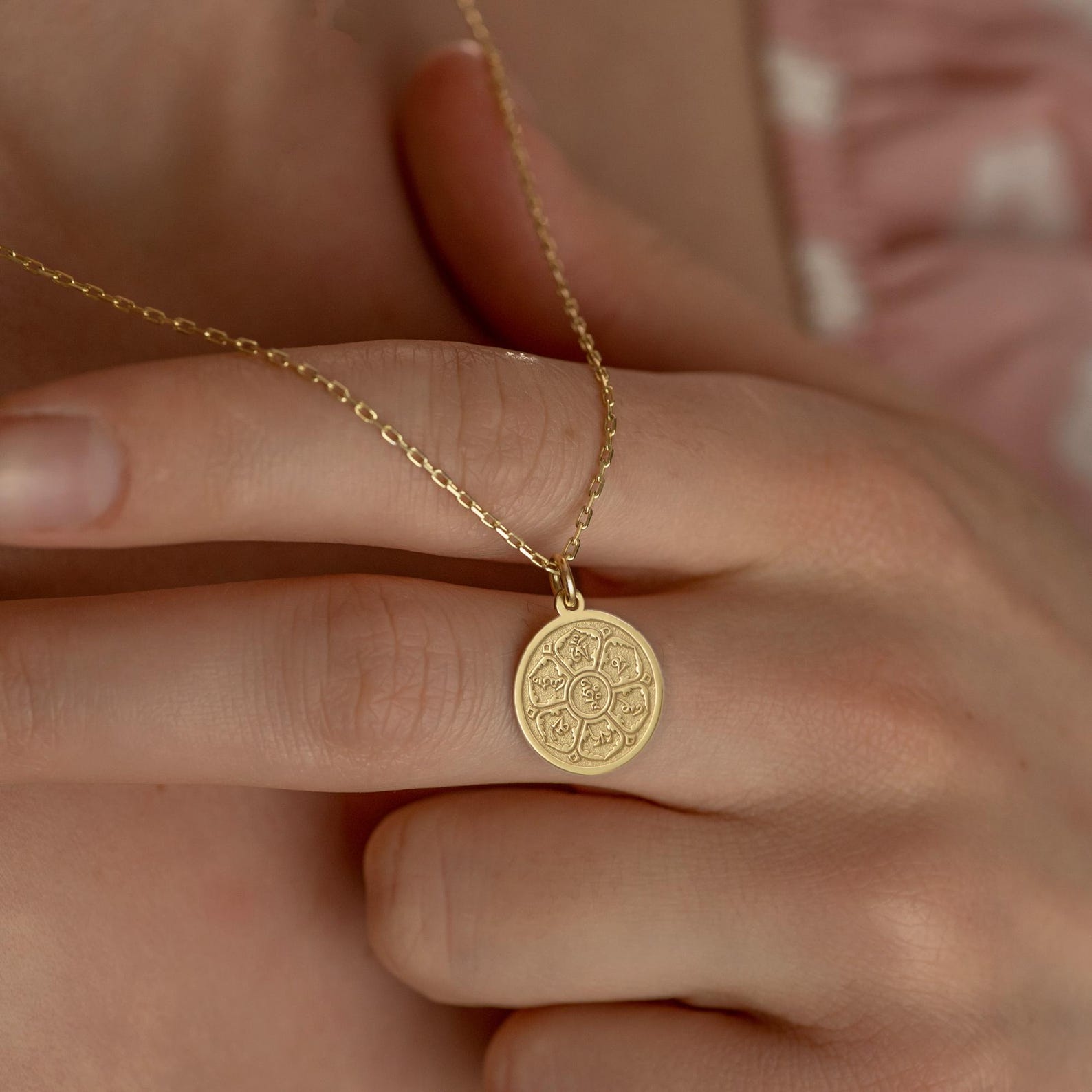 Hum Pendant 14K Solid Gold Om Mani Padme Hum Necklace – Tibetan Mantra Pendant ...