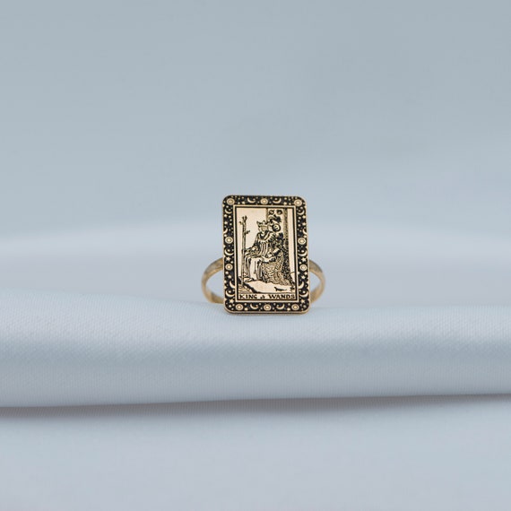Tarot Card Ring King Of Wands Gold o Silver Tarot Jewelry Regalo para mama Anillo de astrologia Regalo para ella Anillo personalizado Joyas Uluer Etsy Mexico
