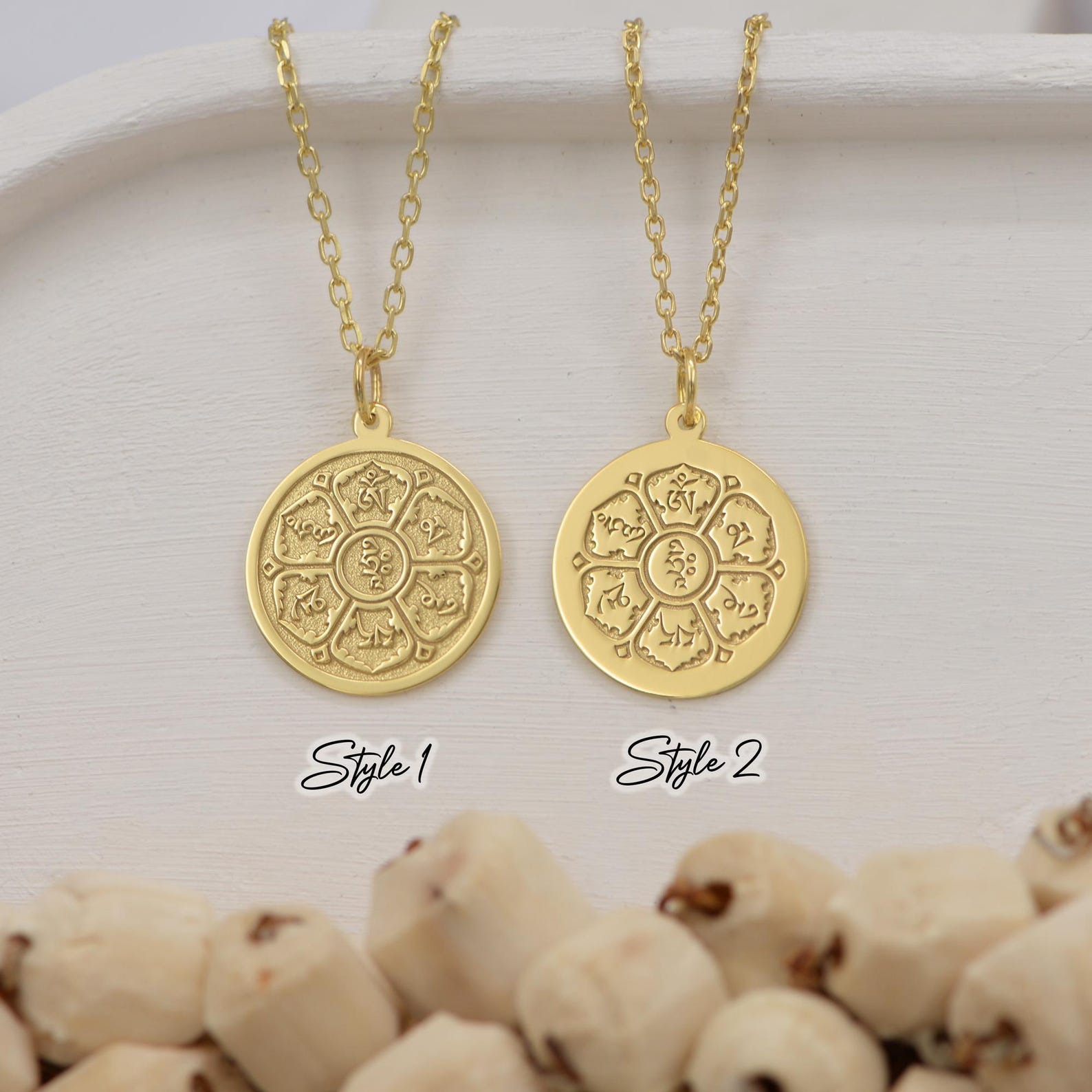 Hum Pendant 14K Solid Gold Om Mani Padme Hum Necklace – Tibetan Mantra Pendant ...