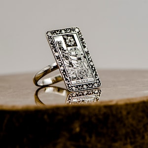 Tod Tarot Karte Ringe Gold oder Silber Tarot Karten Schmuck Geschenk für Mama, Astrologie Ring, Geschenk für sie Geschenke für Frauen Black Freitag Sale