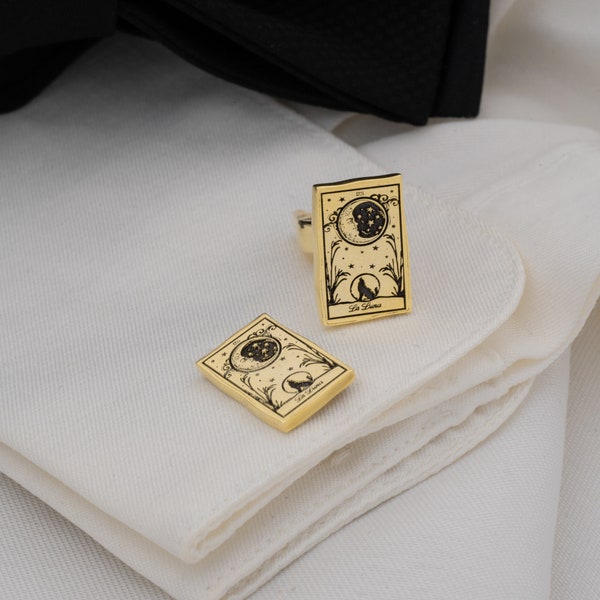 Tarot Card Cufflinks - Custom Cuff Links - Vintage Cuff Links - Engraved Cuff Links - Groomsmen Cuff Links - Gift For Him - By Demir Uluer