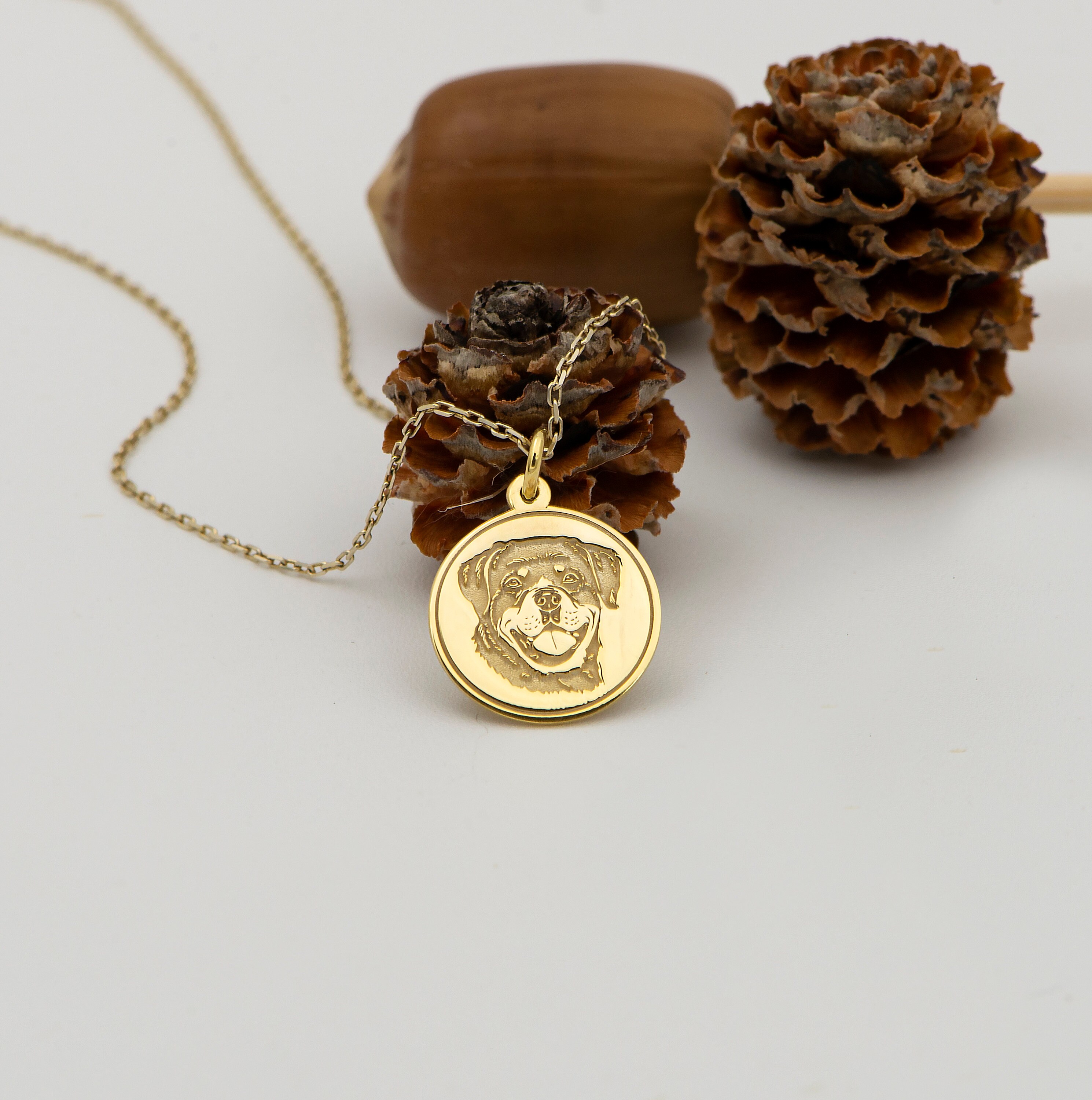 Gold Rottie Real 14k Solid Gold Rottweiler Necklace by Demir Uluer ...