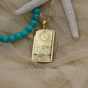 Doppelseitige Tarot Karten Halskette aus Sterling Silber - Reversibler Tarot Anhänger - Spiritueller Schmuck für Männer und Frauen - Geschenk für Tarot Liebhaber