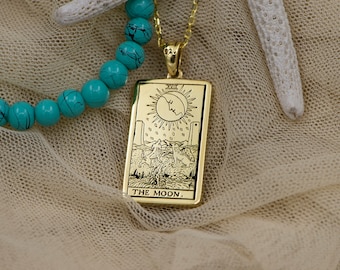 Double Sided Tarot Necklace By Uluer Jewelry - Tarot Card Necklace Gold - Silver Tarot Jewelry - Christmas Gift - Gift For Her - Mom Gifts