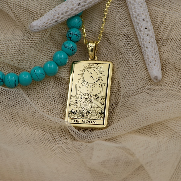 Double Sided Tarot Necklace By Uluer Jewelry - Tarot Card Necklace Gold - Silver Tarot Jewelry - Christmas Gift - Gift For Her - Mom Gifts