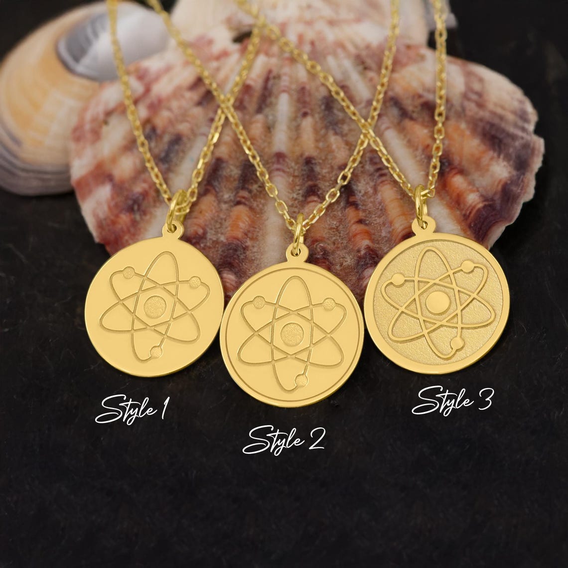 14K Solid Gold Atom Necklace – Science-inspired Jewelry | Personalized ...